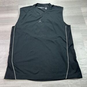 VINTAGE Jordan Tank Top Mens Large Black V-Neck Basketball Training Jersey 10